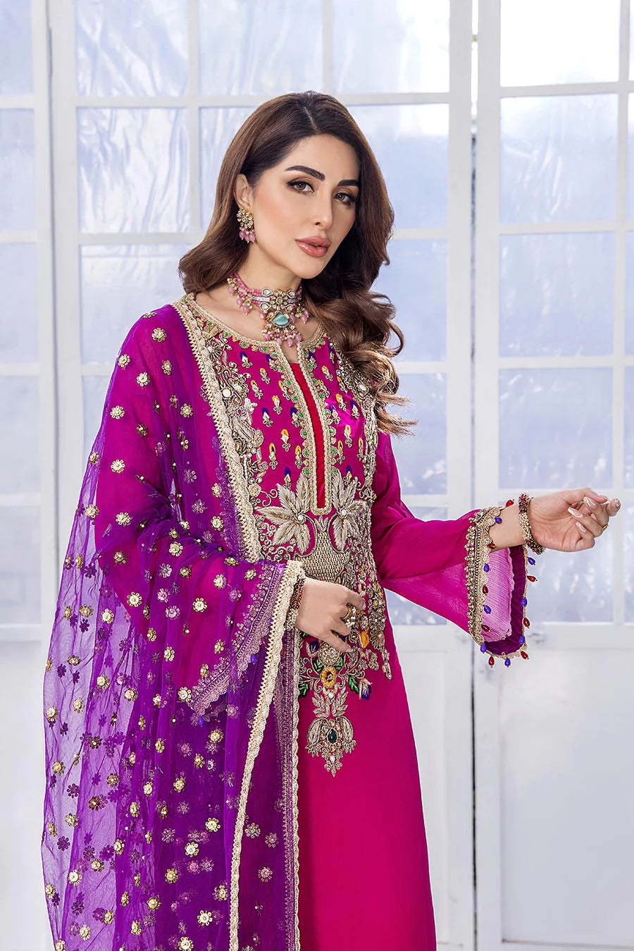 Buy Readymade Chiffon Hot Pink Salwar Suit Online in UAE – SALWAR MAHAL