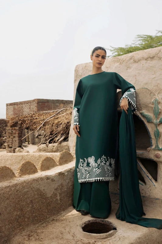 Hunter Green Embroidered Lawn Cotton Salwar Kameez Online in Dubai UAE Abudhabi Ajman Sharjah