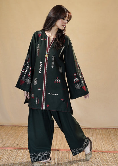 Hunter Green Slub Khaddar Online in Dubai UAE Abudhabi Ajman Sharjah