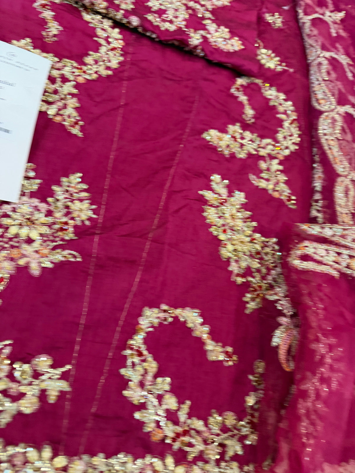 Hussain Rehar Magenta Chiffon Zardozi Bridal Lehenga Choli Online in Dubai UAE Abudhabi Ajman Sharjah