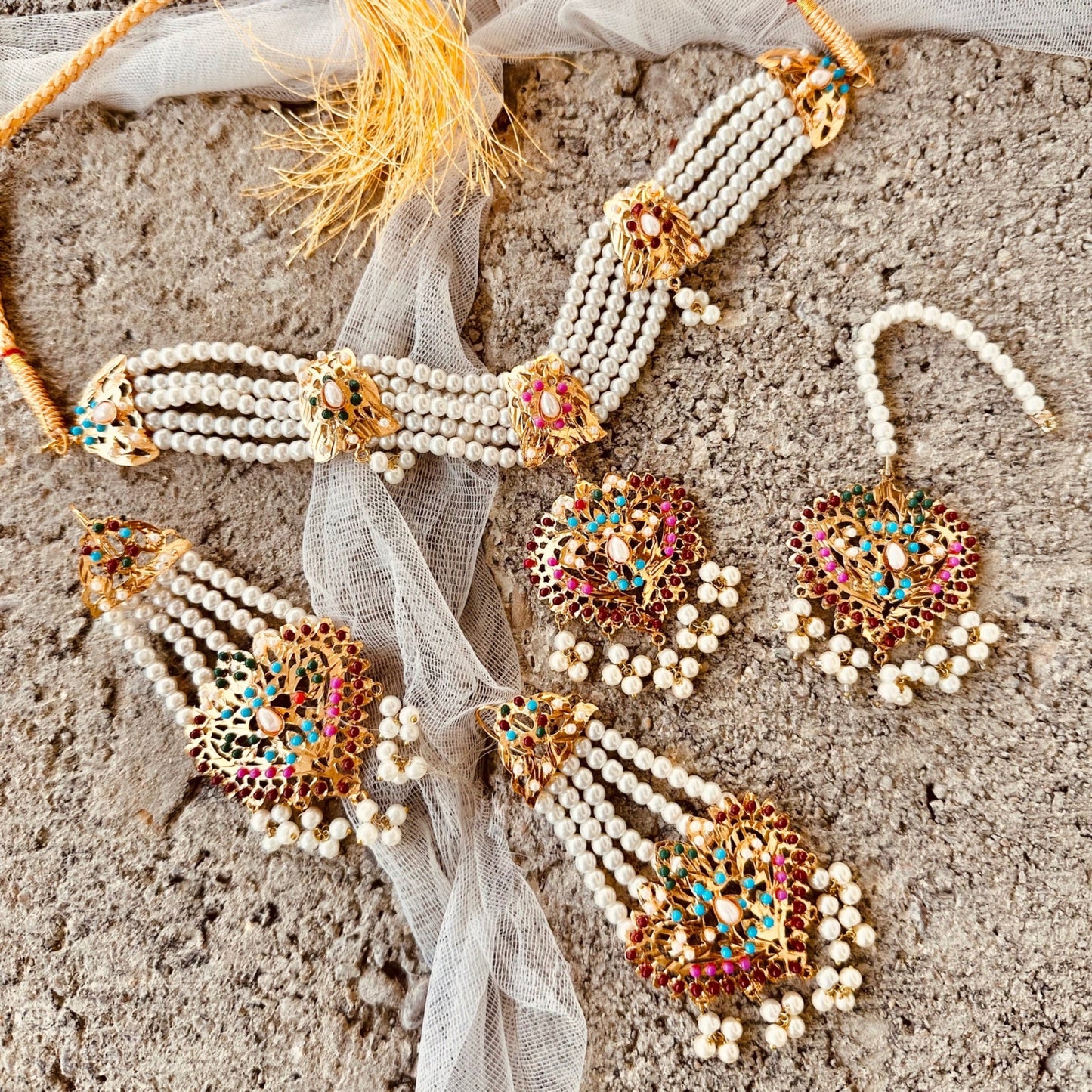 Hyderabadi Bridal Choker and Earrings Set Online in KSA Riyadh Saudi Arabia Oman Bahrain Qatar