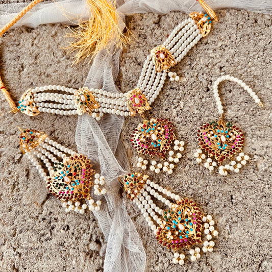 Hyderabadi Bridal Choker and Earrings Set Online in KSA Riyadh Saudi Arabia Oman Bahrain Qatar