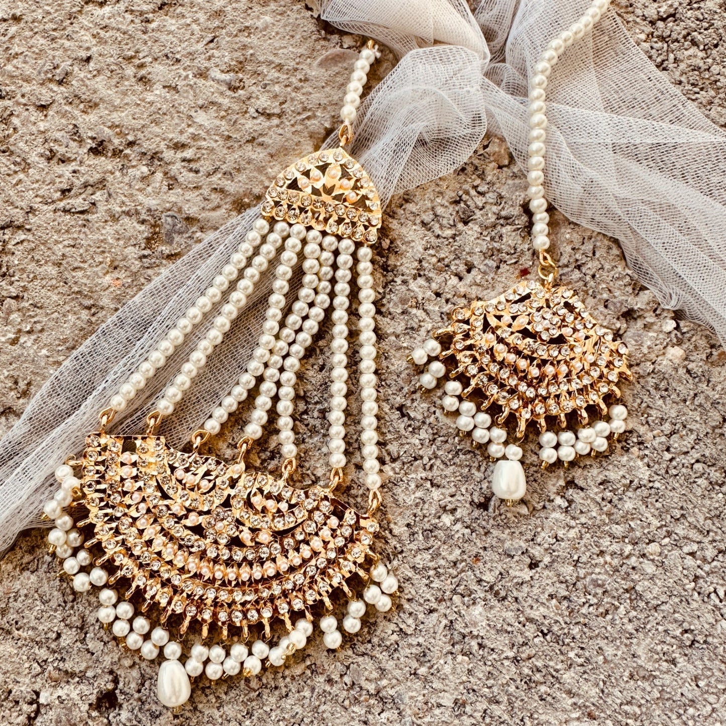 Hyderabadi Kundan Style Wedding Necklace Set Online in Sri Lanka India Australia