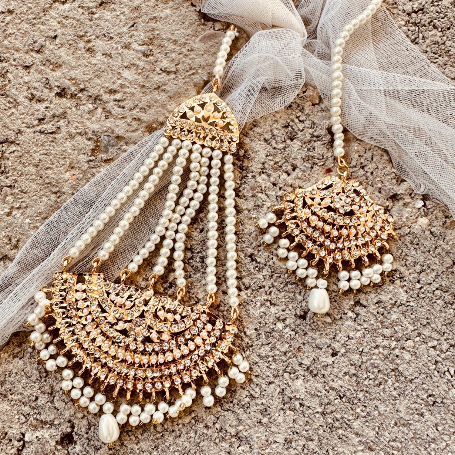 Hyderabadi Kundan Style Wedding Necklace Set Online in Sri Lanka India Australia