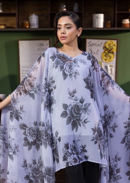 Ice Blue Chiffon Kaftan Set for Daily Wear Online in Dubai DXB UAE Abudhabi Meena Bazaar