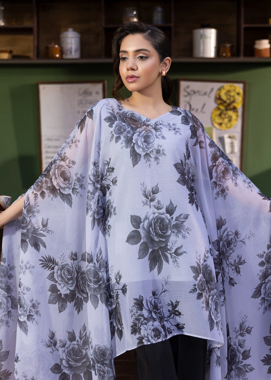 Ice Blue Chiffon Kaftan Set for Daily Wear Online in Dubai DXB UAE Abudhabi Meena Bazaar