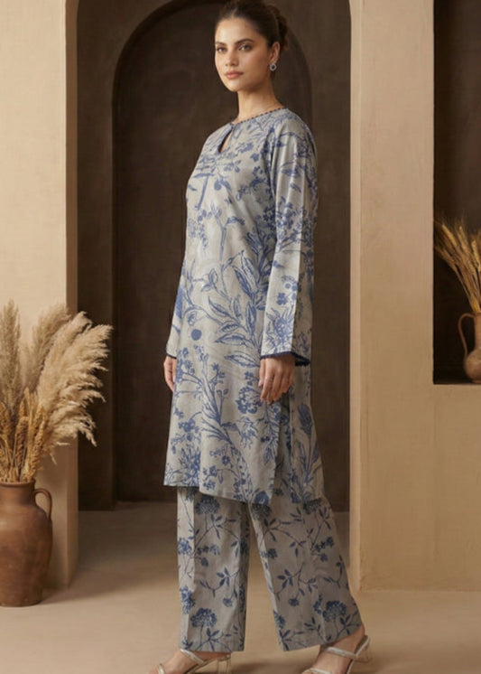 Ice Blue Cotton Viscose Co Ord Set Online in UK USA Canada
