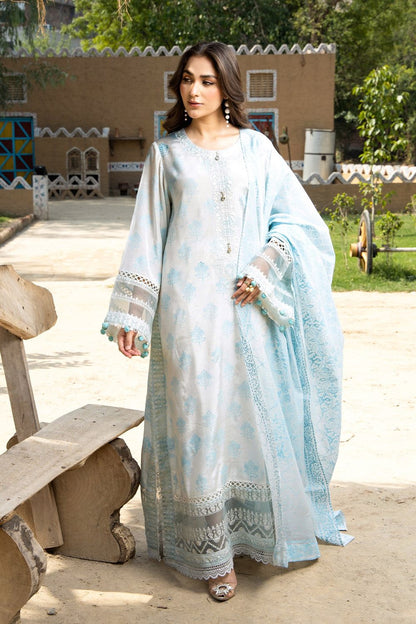 Ice Blue Embroidered Cotton Silk Pakistani Suit Online in Dubai UAE Abudhabi Ajman Sharjah