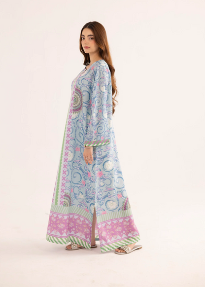 Ice Blue Printed Kaftan Dress Online in Sri Lanka India Australia