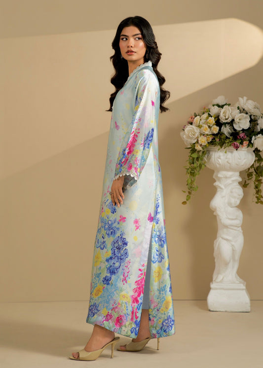 Ice Blue Printed Silk Salwar Suit Online in Dubai DXB UAE Abudhabi Meena Bazaar