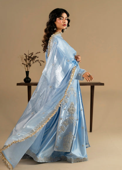 Ice Blue Tissue Silk Pakistani Partywear Outfit Online in Sri Lanka India Australia