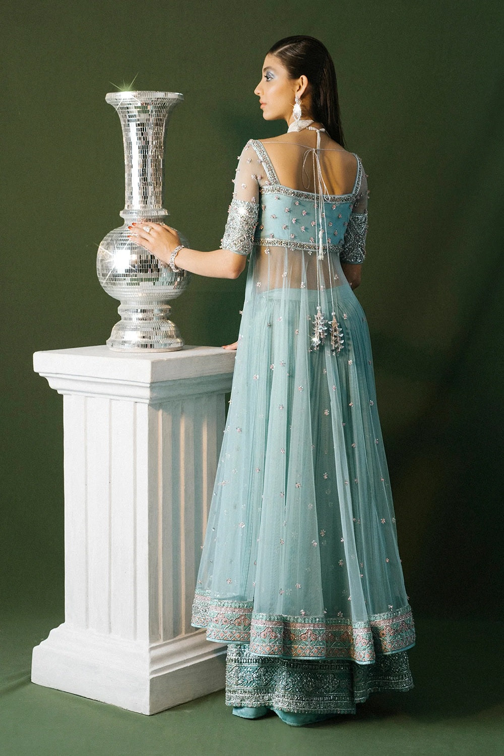 Ice Blue Handmade Sharara