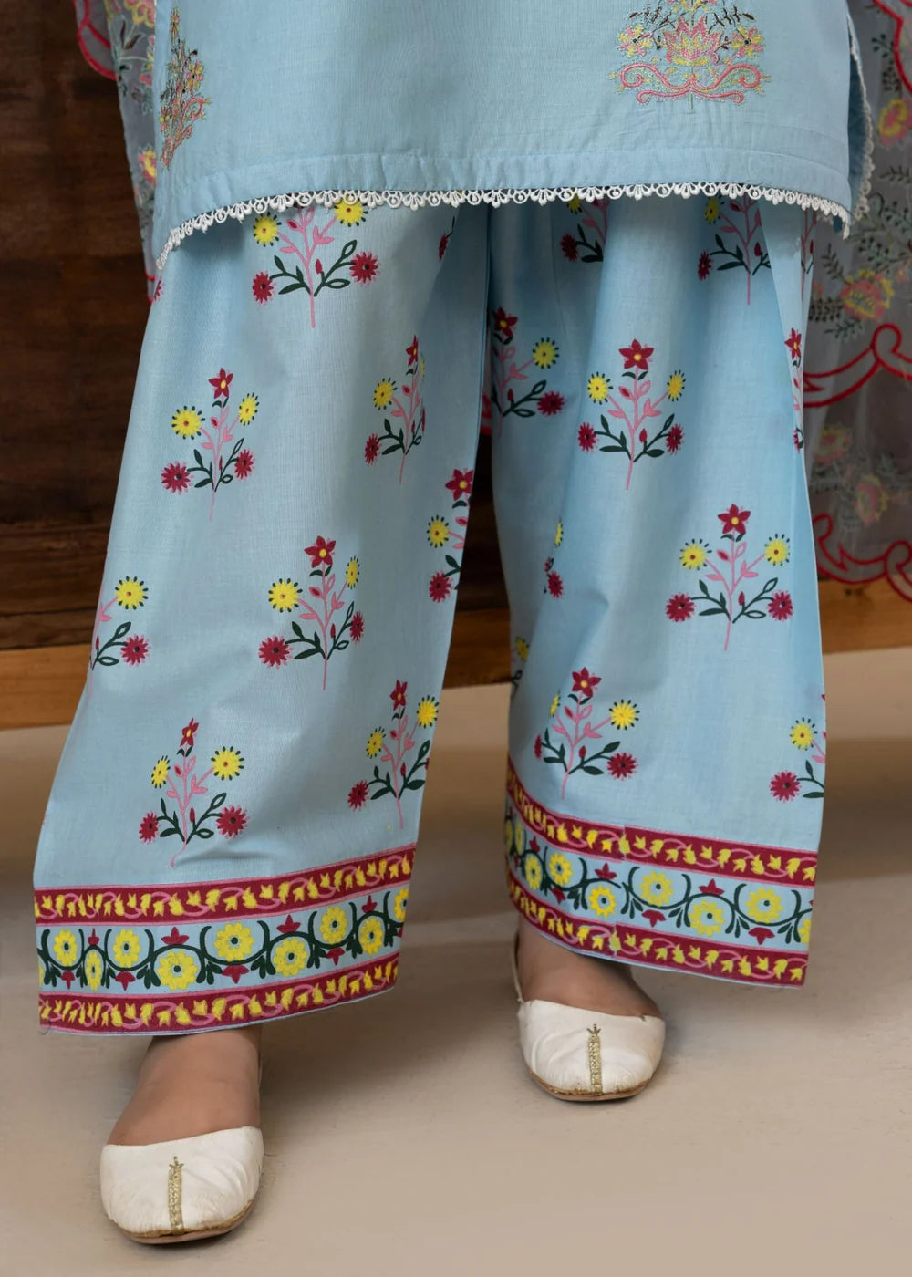 Lawn Embroidered Farshi Shalwar Suit