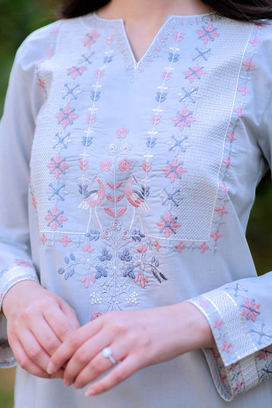 Icy Blue Kurta with Straight Pants