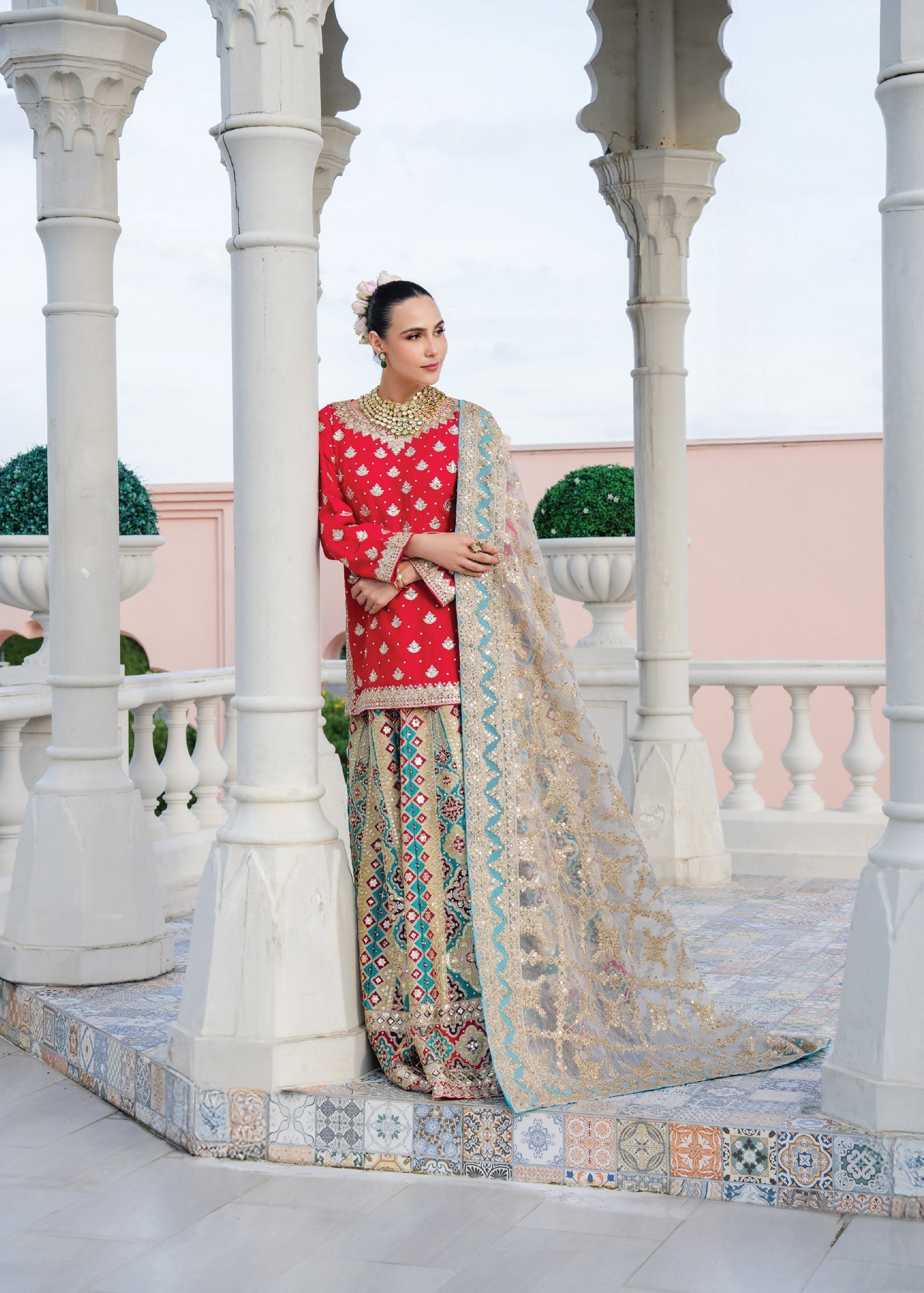 Imperial Red Chiffon Lehenga for Women Online in Dubai UAE Abudhabi Ajman Sharjah