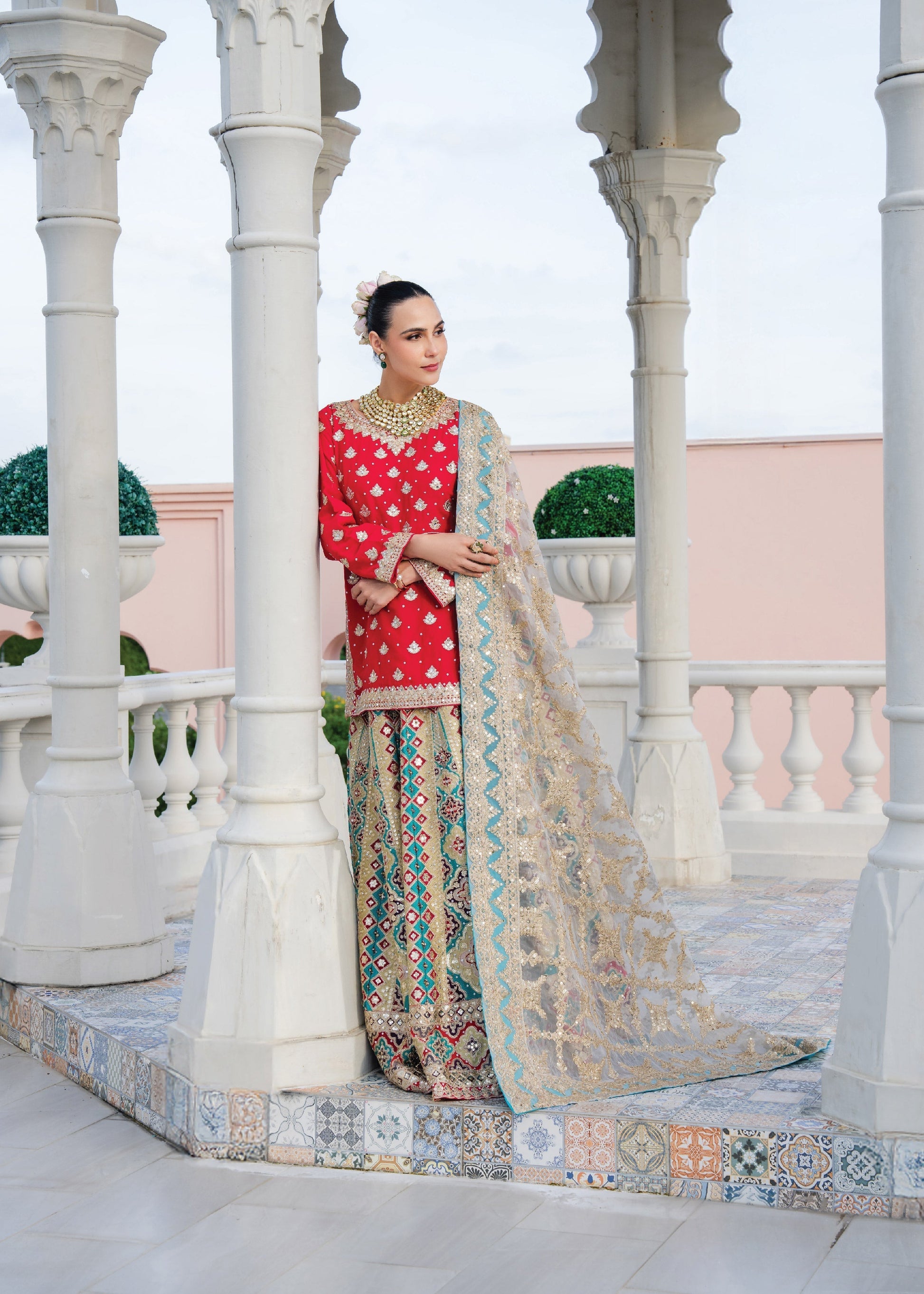 Imperial Red Chiffon Lehenga for Women Online in Dubai UAE Abudhabi Ajman Sharjah