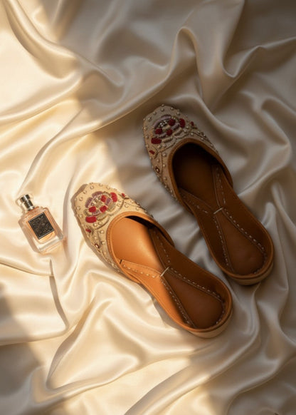 Beige Embroidered Ethnic Shoes for Women Online in Sri Lanka India Australia