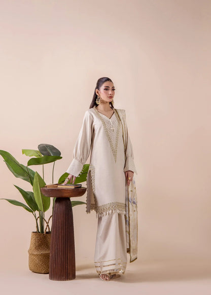 Beige Embroidered Silk Designer Salwar Suit Online in UK USA Canada