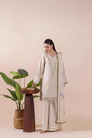 Beige Embroidered Silk Pakistani Suit Online in Dubai UAE Abudhabi Ajman Sharjah