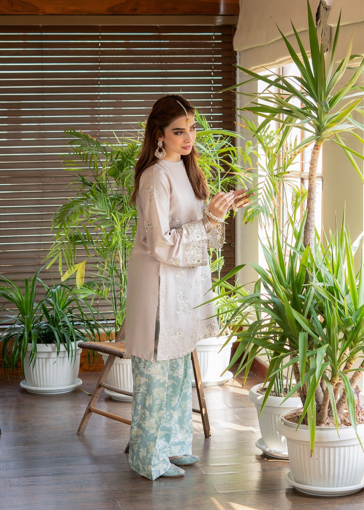 Beige Lawn Farshi Shalwar Kurta Set for Women Online in Sri Lanka India Australia