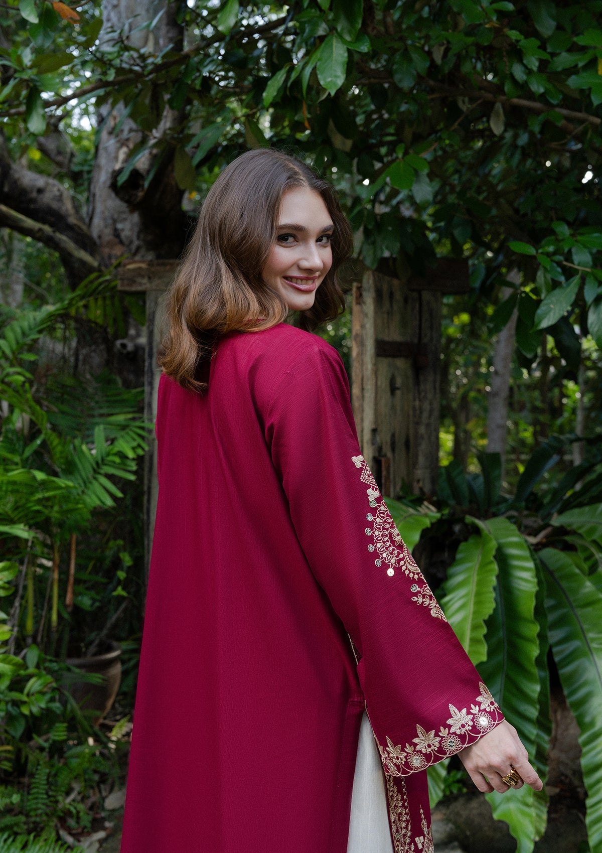 Bin Tayyab Maroon Embroidered Khaddar Kurta Set Online in Dubai DXB UAE Abudhabi Meena Bazaar
