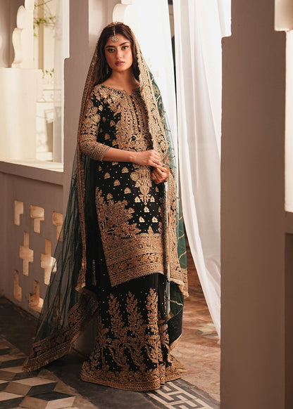 Black Chiffon Embroidered Salwar Kameez Online in KSA Riyadh Saudi Arabia Oman Bahrain Qatar