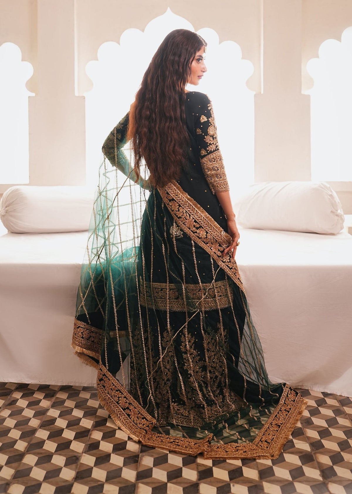 Black Embroidered Chiffon Designer Salwar Suit Online in UK USA Canada