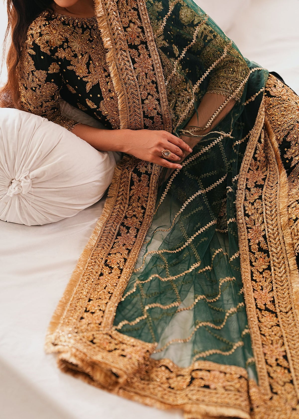 Black Embroidered Chiffon Pakistani Clothes For Mehndi Online in Sri Lanka India Australia