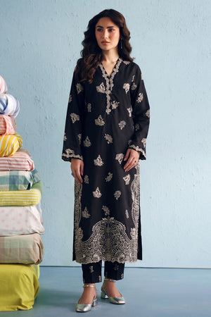 Black Embroidered Khaddar Kurta Set Online in Dubai UAE Abudhabi Ajman Sharjah