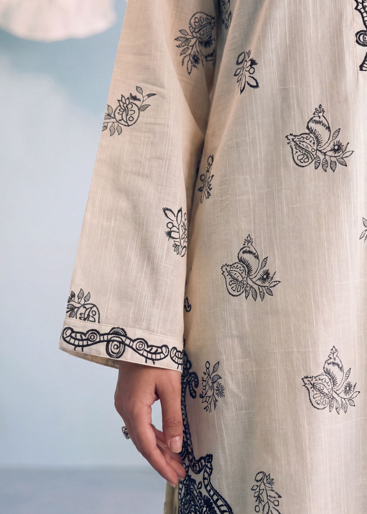 Daily Wear Beige Khaddar Kurta Set Online in Sri Lanka India Australia