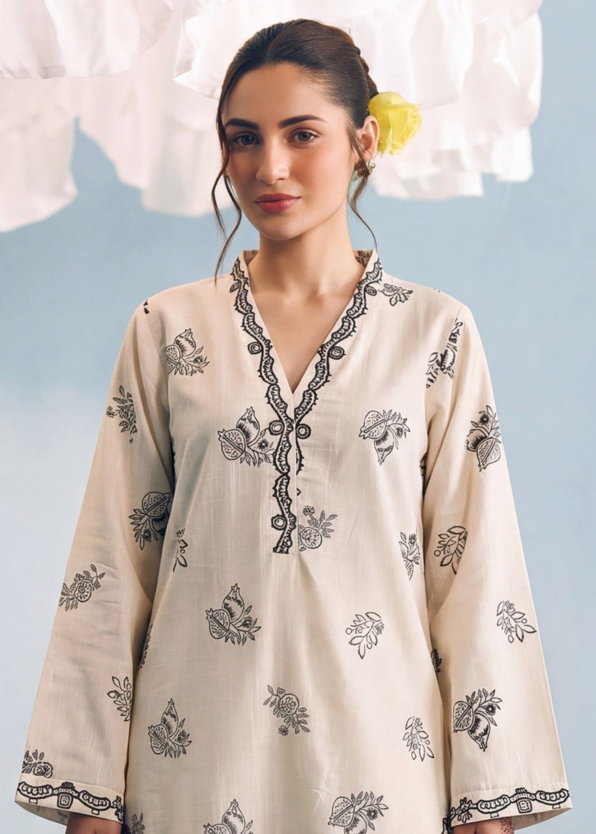 Embroidered Beige Khaddar Kurta Set Online in UK USA Canada