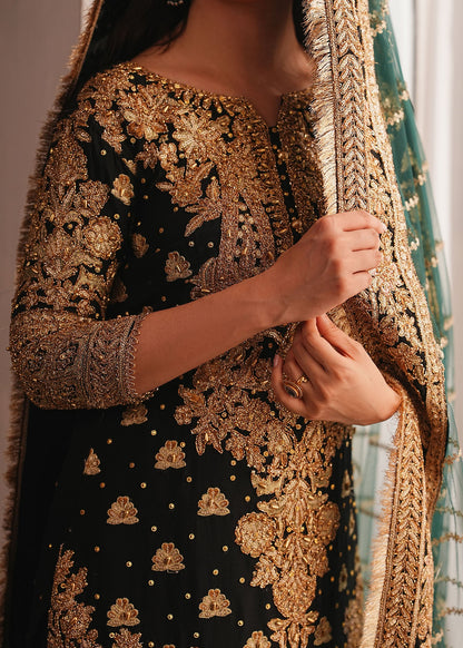 Embroidered Black Chiffon Formal Salwar Kameez Online in KSA Riyadh Saudi Arabia Oman Bahrain Qatar