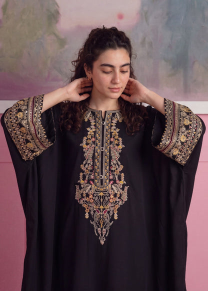 Embroidered Black Linen Kaftan Online in Dubai DXB UAE Abudhabi Meena Bazaar
