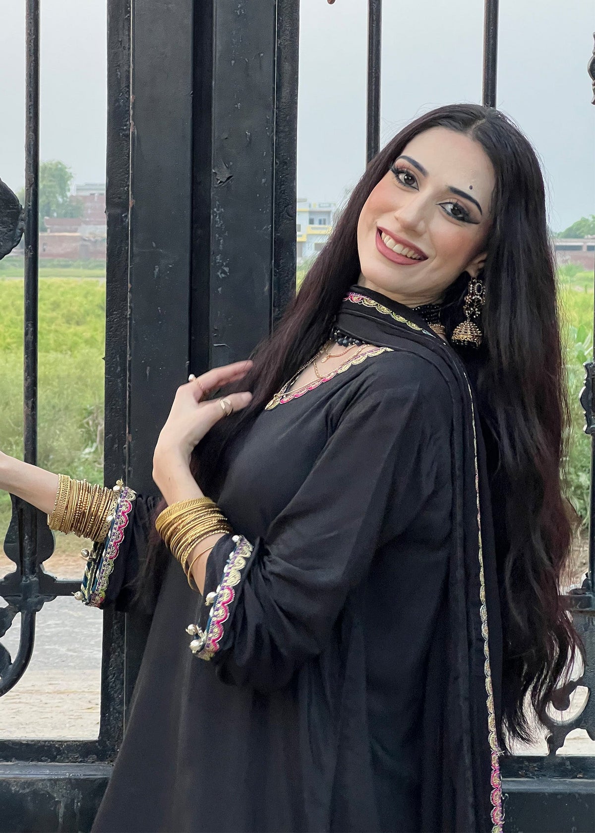Embroidered Black Raw Silk Pakistani Wedding Dresses Online in Dubai DXB UAE Abudhabi Meena Bazaar