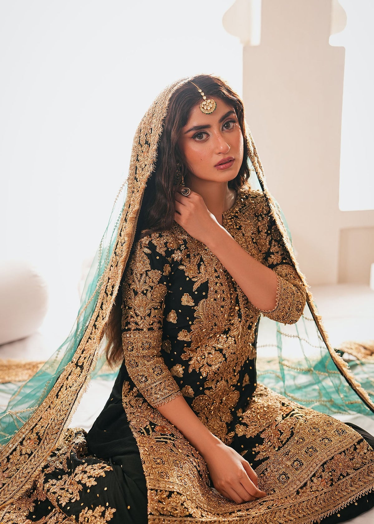 Embroidered Jet Black Chiffon Designer Salwar Suit Online in UK USA Canada