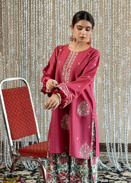 Embroidered Neckline Lawn Farshi Shalwar Kurta Set Online in Dubai UAE Abudhabi Ajman Sharjah