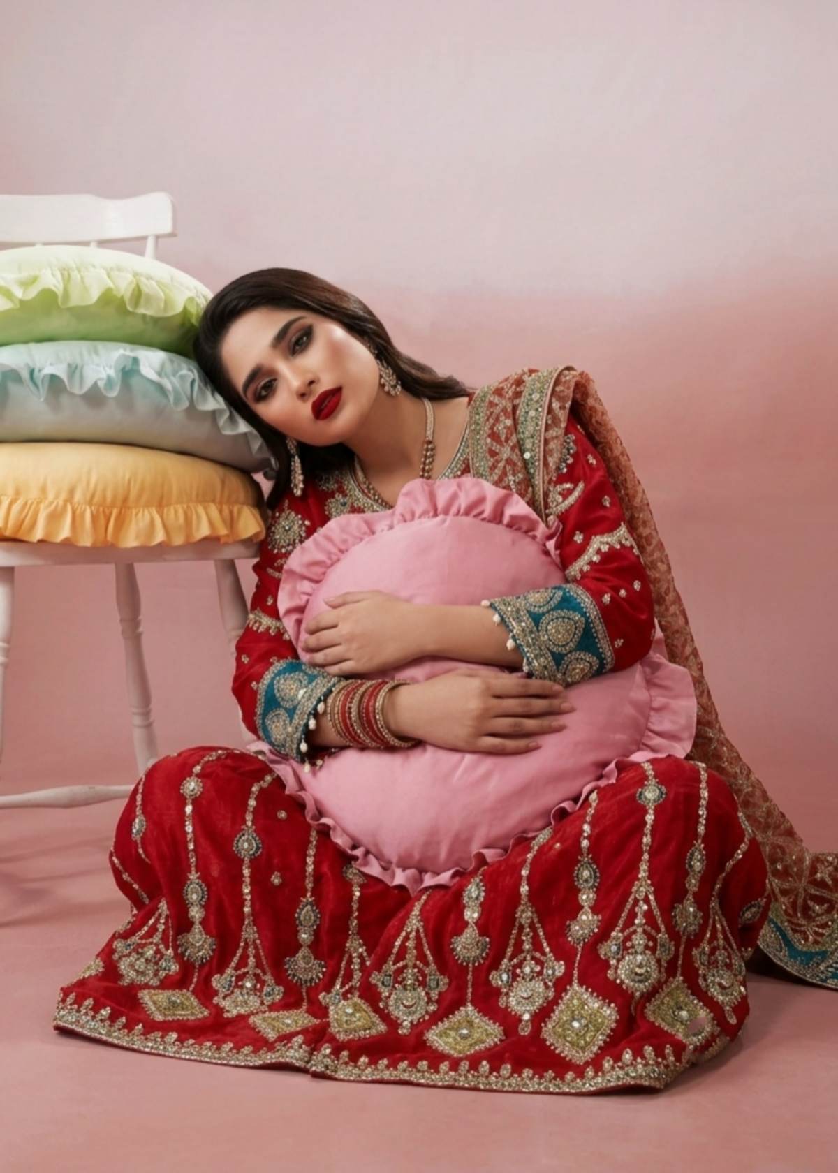 Embroidered Rust Red Gharara Pakistani Clothes Online in Dubai DXB UAE Abudhabi Meena Bazaar