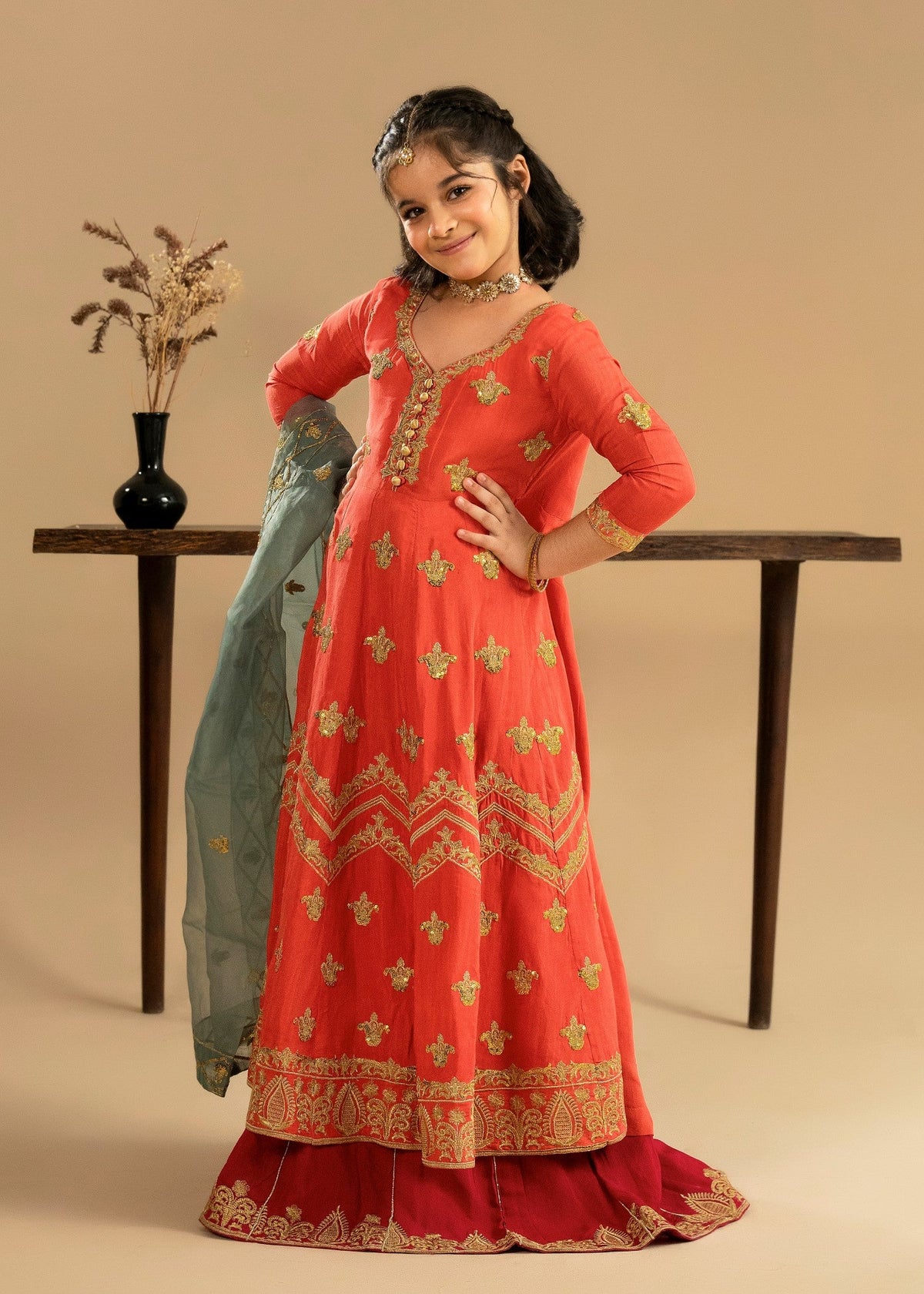Embroidered Silk Lehenga Choli for Girls Online in KSA Riyadh Saudi Arabia Oman Bahrain Qatar