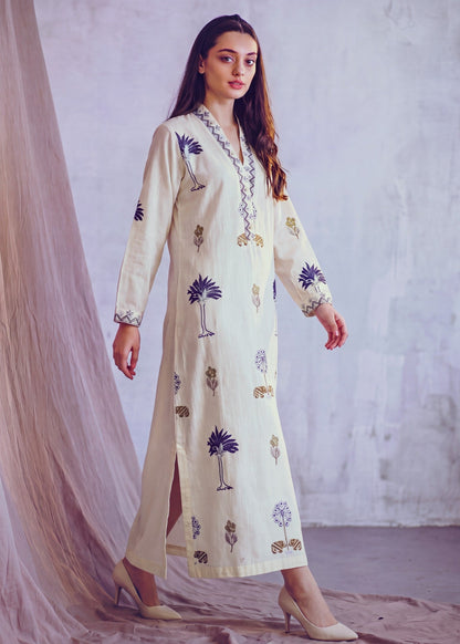 Ivory Embroidered Kaftan Winter Wear Online in Dubai DXB UAE Abudhabi Meena Bazaar