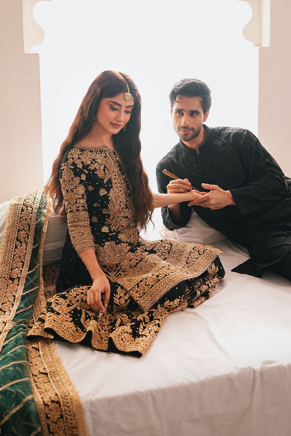 Jet Black Embroidered Chiffon Pakistani Suit Online in Dubai UAE Abudhabi Ajman Sharjah