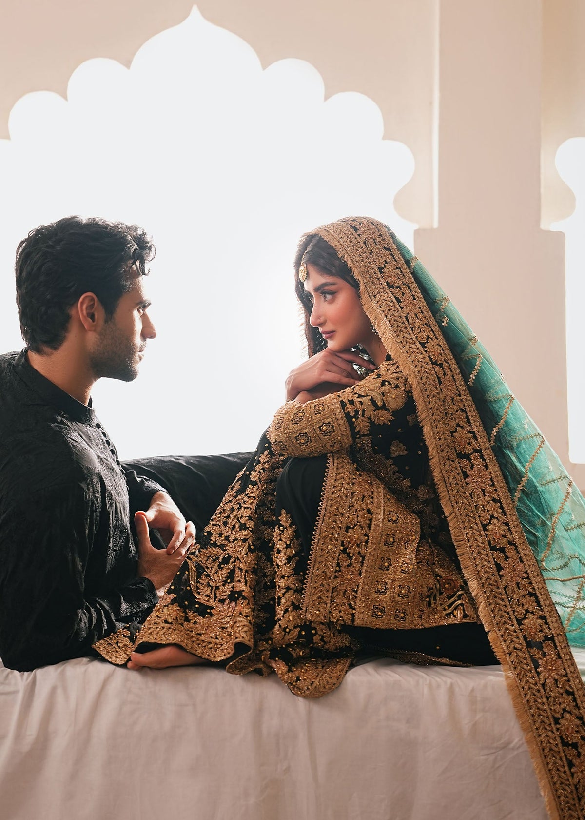 Jet Black Embroidered Chiffon Pakistani Wedding Dresses Online in Dubai UAE Abudhabi Ajman Sharjah