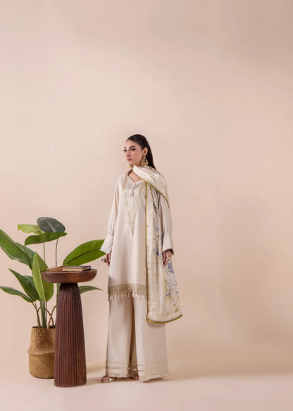 Ladies Beige Silk Embroidered Salwar Kameez Online in KSA Riyadh Saudi Arabia Oman Bahrain Qatar