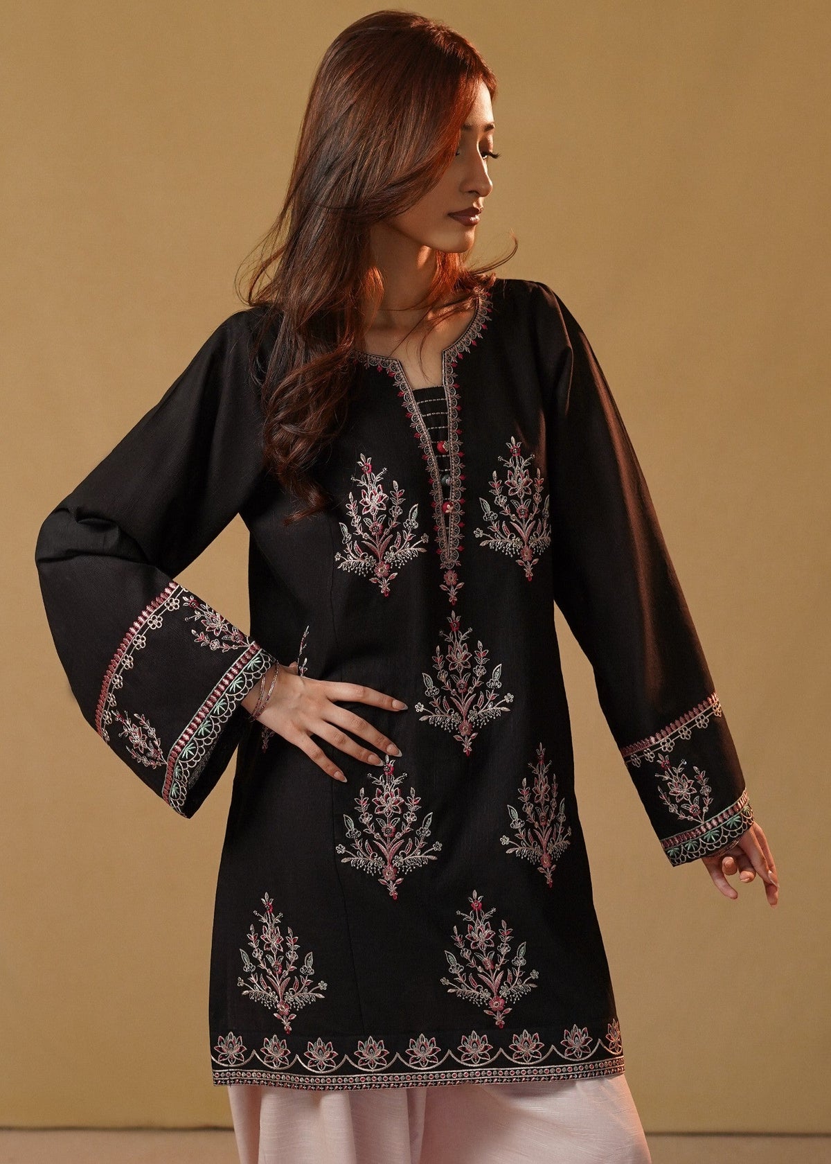Ladies Black Slub Khaddar Online in UK USA Canada