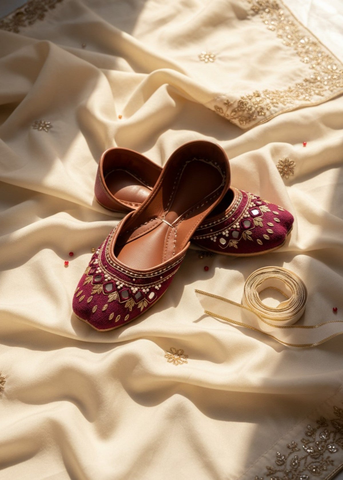 Ladies Maroon Leather Ethnic Shoes Online in KSA Riyadh Saudi Arabia Oman Bahrain Qatar