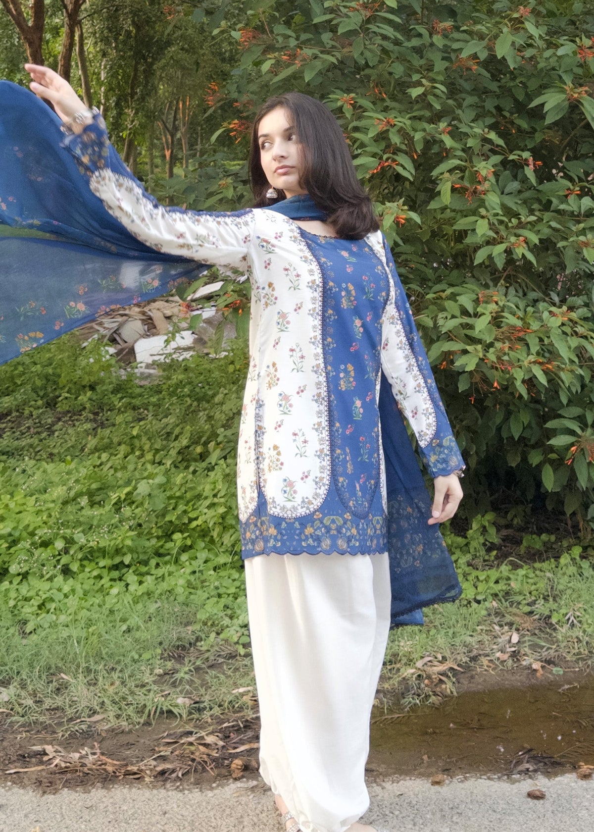 Ladies Printed Raw Silk Pakistani Clothes Online in UK USA Canada