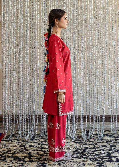 Ladies Red Lawn Farshi Shalwar Pakistani Salwar Kameez Online in KSA Riyadh Saudi Arabia Oman Bahrain Qatar