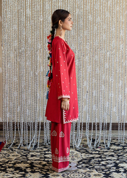 Ladies Red Lawn Farshi Shalwar Pakistani Salwar Kameez Online in KSA Riyadh Saudi Arabia Oman Bahrain Qatar