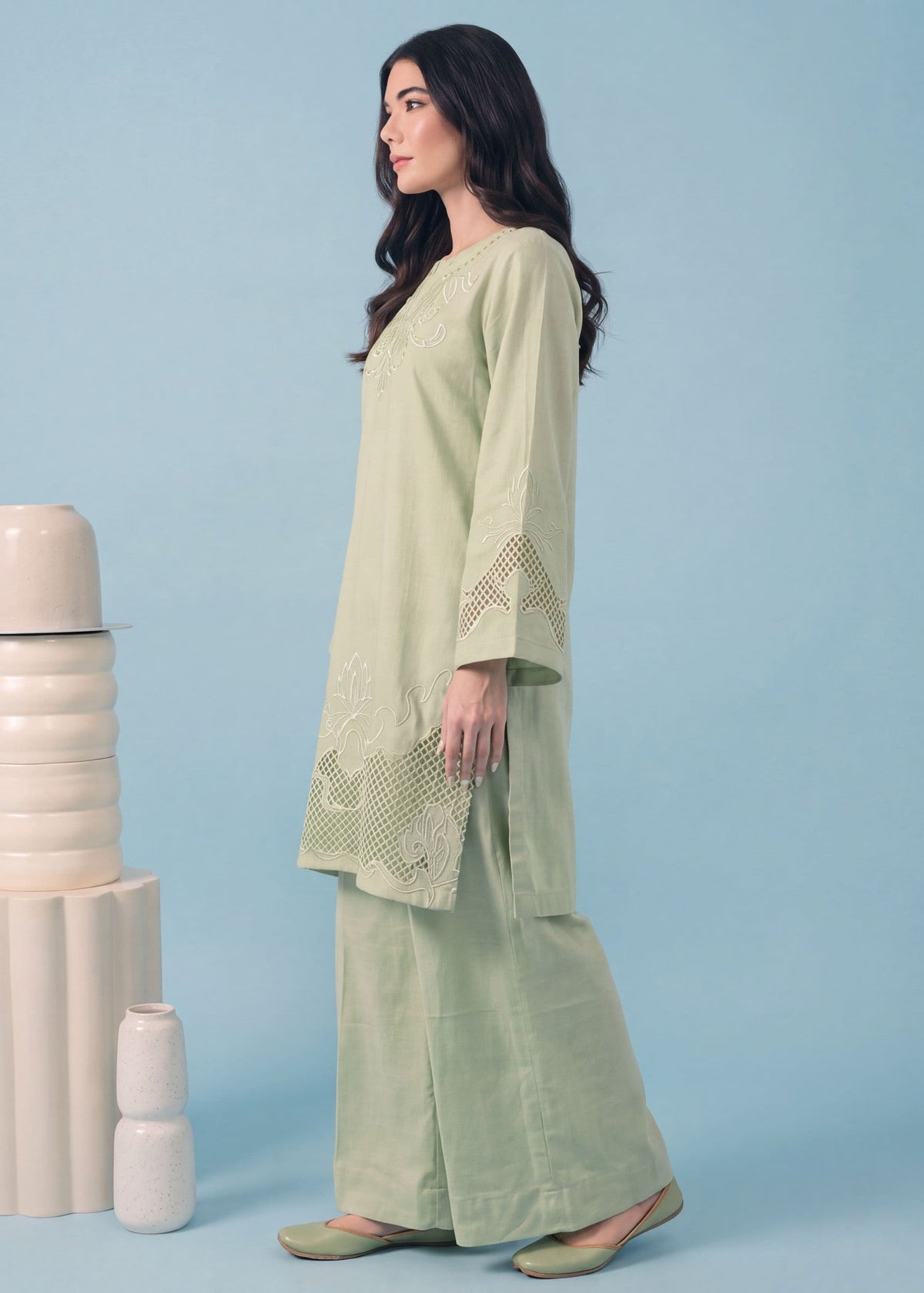 Ladies Winter Wear Embroidered Khaddar Kurta Set Online in Dubai UAE Abudhabi Ajman Sharjah