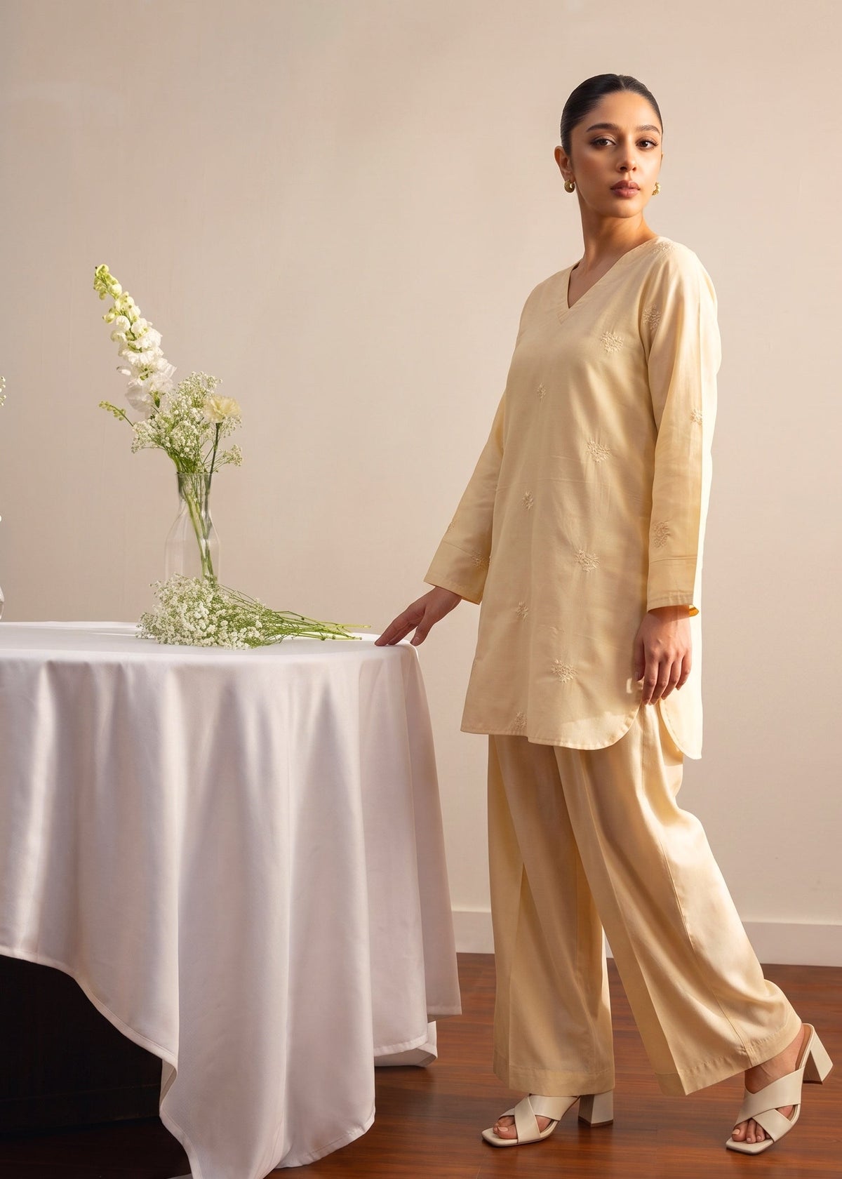 Light Yellow Lawn Embroidered Kurta Set Online in UK USA Canada