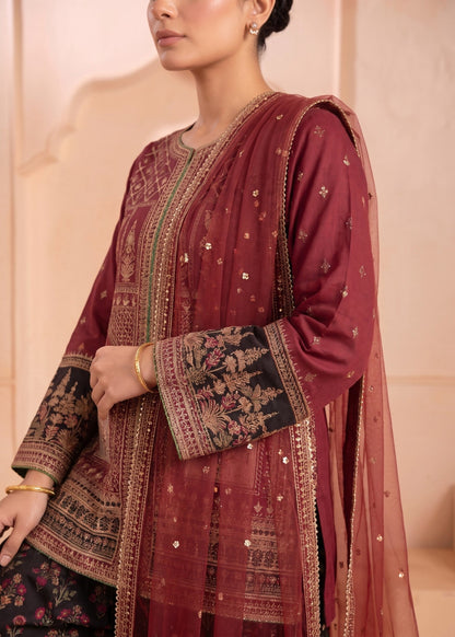 Maroon Embroidered Raw Silk Designer Salwar Suit Online in Sri Lanka India Australia
